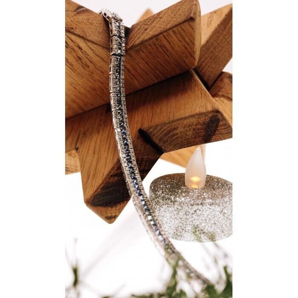 925 STERLING SILVER TANZANITE & CZ BRACELET SIZE 7.5 IN - Picture 3 of 9